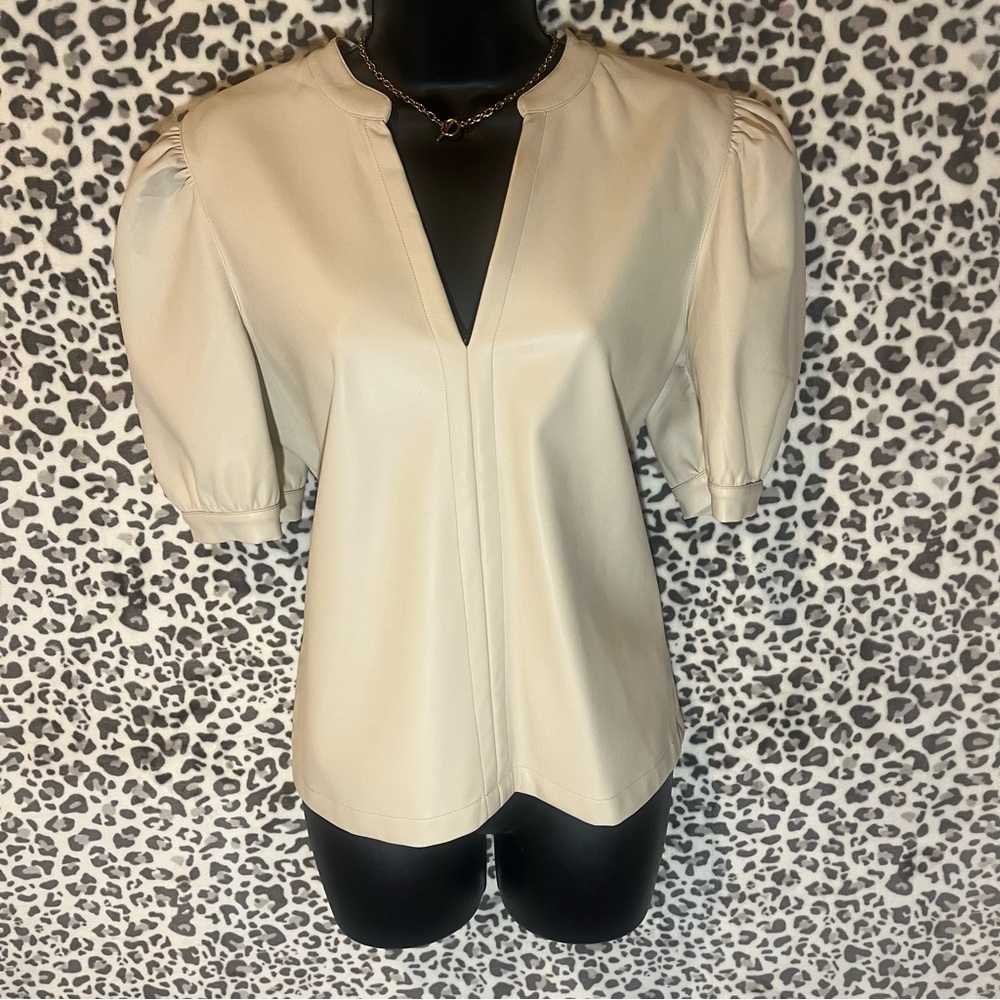 Steve Madden Cream faux leather top